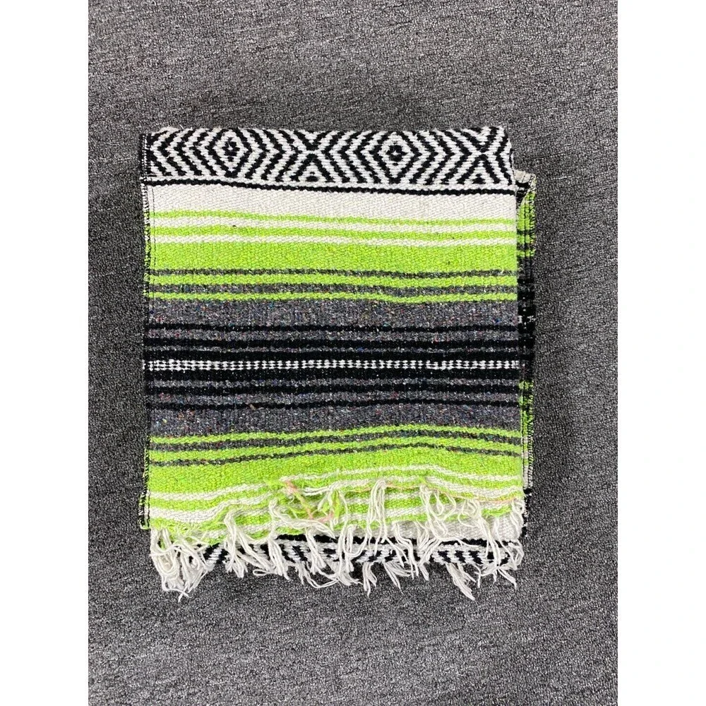 Vintage Navajo Style Hand Made Mexican Blanket with Fringes Frank’s Multicolor